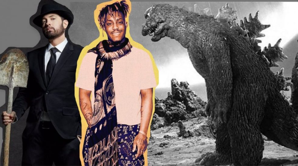 Коллаж с Эмом, Juice WRLD и Годзиллой