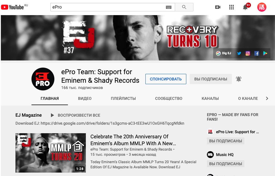 Поддержка проекта Eminem.Pro: Спонсорство