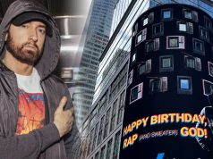 Фанат посвятил Эминему билборд на Таймс-сквер на его день рождения